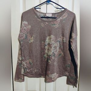 Boxy Brown and Gray 3/4 Sleeve Sweatshirt